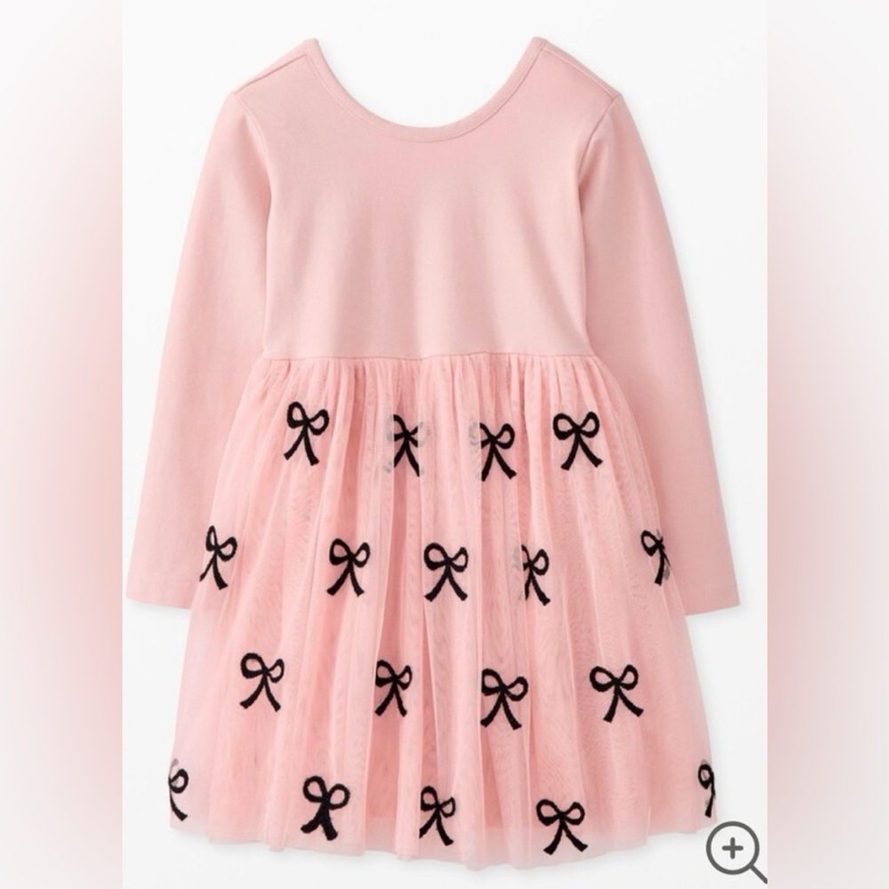Pink Hanna Anderson Dress with Black Bow Accents